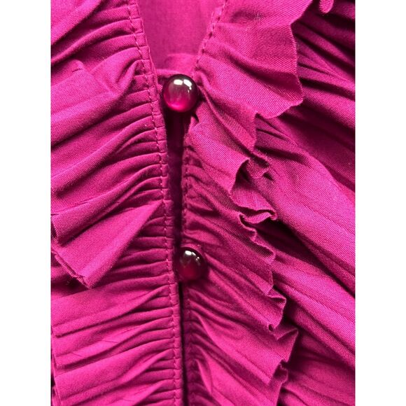 Soft Surroundings blouse womens medium fuschia clasp front Ruffle‎ Top Pink - Picture 4 of 5
